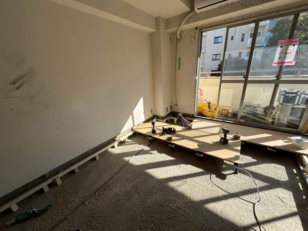 マンション 置床工事 乾式二重床(東京都港区南麻布)