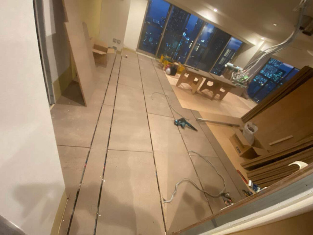 マンション 置床工事 乾式二重床(東京都中央区)