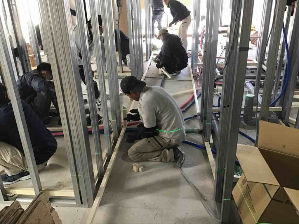 マンション　置床工事　乾式二重床（川崎市中原区）