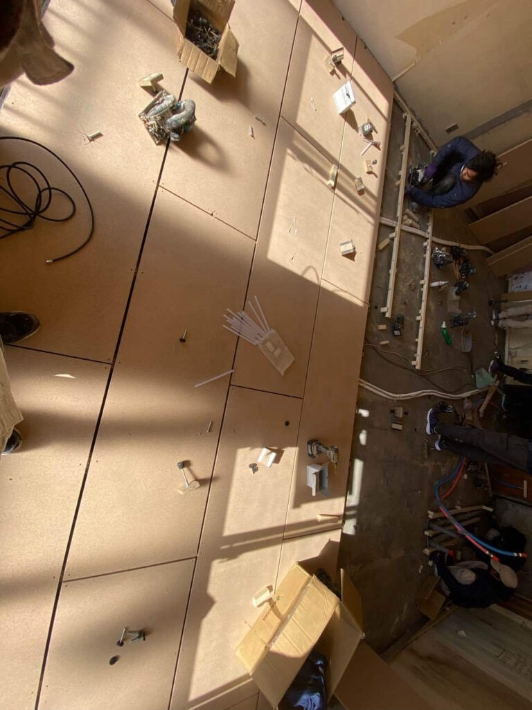 マンション　１日置床工事　乾式二重床（横浜市神奈川区）