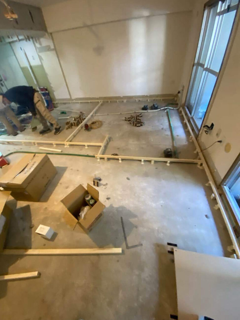 マンション　置床工事　乾式二重床（東京都目黒区）