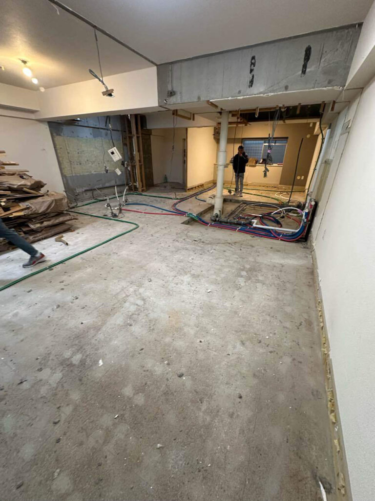 マンション　置床工事　乾式二重床（東京都目黒区）