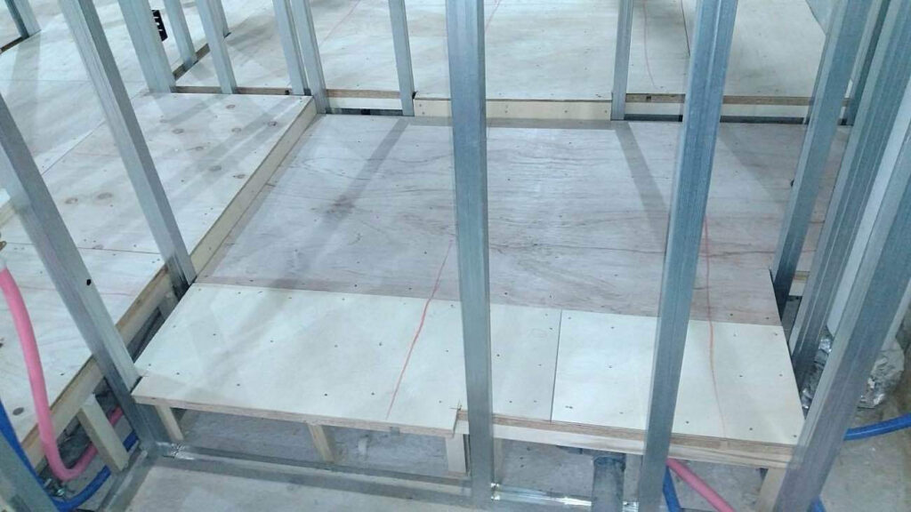 マンション　１日置床工事　乾式二重床（川崎市中原区）