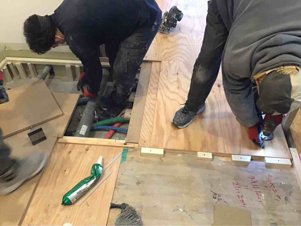 マンション 1日置床工事 乾式二重床(東京都台東区)