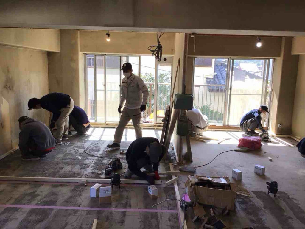 マンション　置床工事　乾式二重床（神奈川県藤沢市）