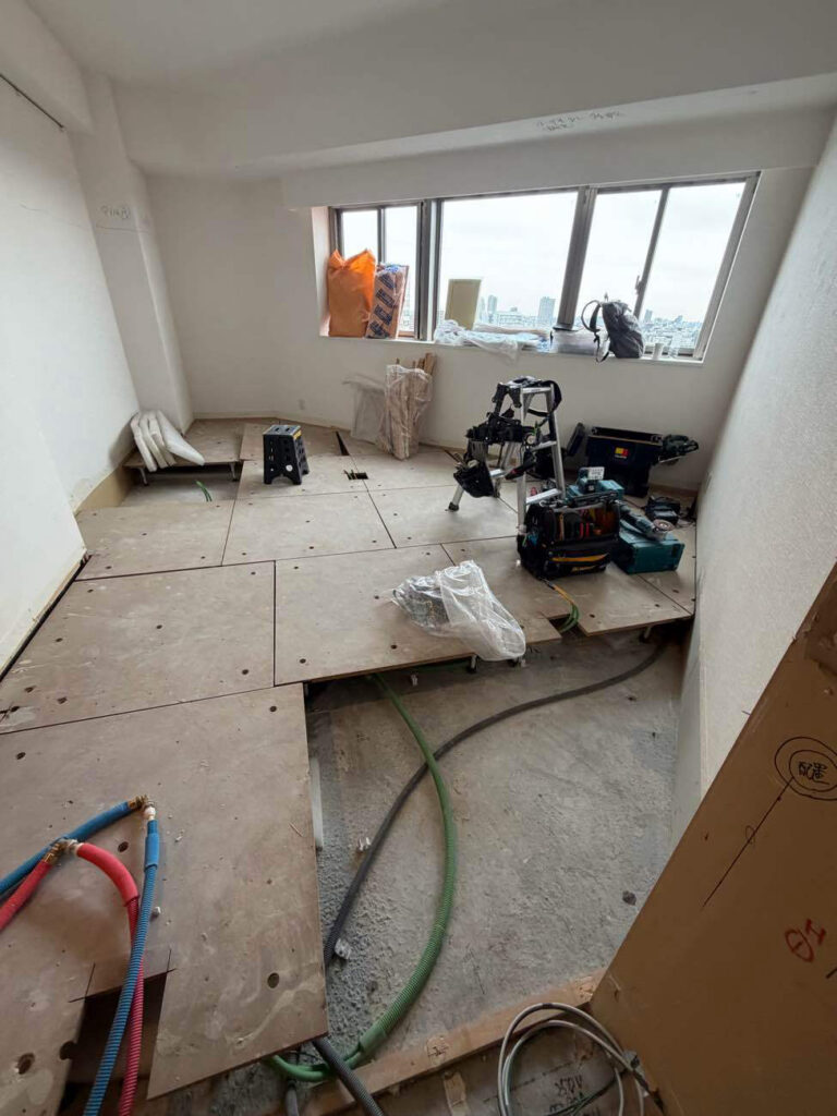 マンション　１日置床工事　乾式二重床（東京都台東区）