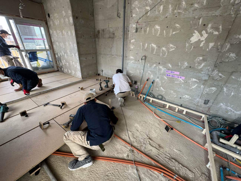 マンション　置床工事　乾式二重床（東京都品川区）