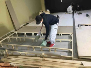 シュミレーションゴルフ店舗　置床工事　乾式二重床（愛知県名古屋市）