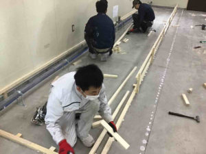 店舗　置床工事　乾式二重床（東京都墨田区）