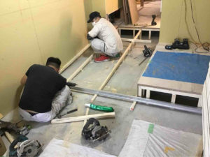 店舗　置床工事　乾式二重床（東京都目黒区）