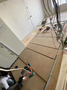 マンション　１日置床工事　フリーフロアCP（東京都中央区）