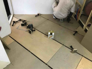 マンション　置床工事　乾式二重床（東京都台東区）