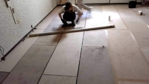 マンション　置床工事　乾式二重床（東京都杉並区）