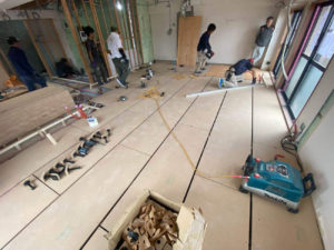 マンション　1日置床工事　フリーフロアCP（東京都品川区）