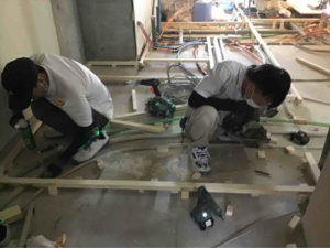 マンション　置床工事　乾式二重床（東京都品川区）