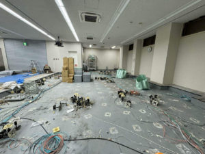 店舗　OAフロア工事　モザイクフロア（東京都江戸川区）