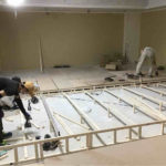 シュミレーションゴルフ店舗　細工置床工事　乾式二重床（大阪府大阪市）