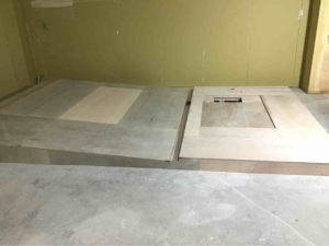 シュミレーションゴルフ店舗　細工置床工事　乾式二重床（大阪府大阪市）