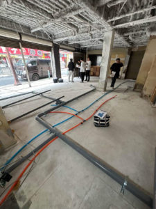 美容室　置床工事　乾式二重床（東京都江戸川区）