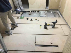 マンション　１日置床工事　乾式二重床（東京都渋谷区）