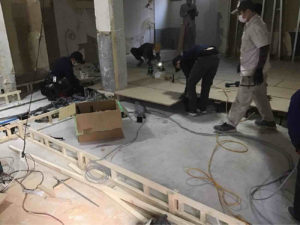 美容室　置床工事　乾式二重床（東京都江戸川区）