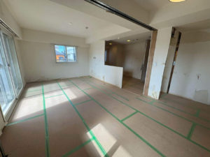 マンション　1日置床工事　乾式二重床（東京都大和市）