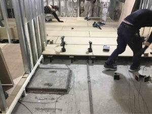 美容室　置床工事　乾式二重床（東京都府中市）