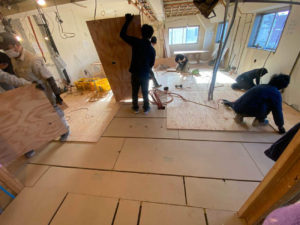 マンション　1日置床工事　乾式二重床（東京都品川区）