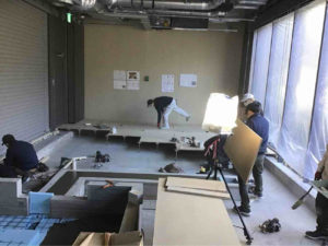 店舗　置床工事　乾式二重床（東京都港区）