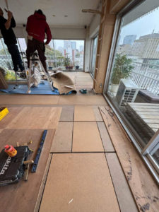 マンション　置床工事　乾式二重床（東京都港区）