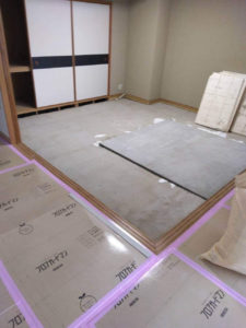 マンション　置床工事　乾式二重床（静岡県熱海市）