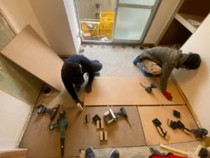 マンション　置床工事　乾式二重床（東京都大田区）