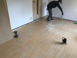 マンション　置床工事　乾式二重床（東京都新宿区）