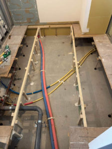 マンション改修　置床工事　乾式二重床　グラスウール（東京都中央区）