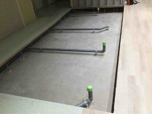 店舗　夜間置床工事　乾式二重床（東京都大田区）