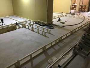 シミュレーションゴルフ店舗　ハイブリット置床工事　乾式二重床（千葉県稲毛区）