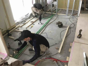 マンション　置床工事　乾式二重床（東京都港区）