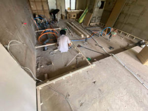 マンション　置床工事　乾式二重床（横浜市中区）