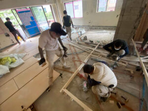 マンション　置床工事　乾式二重床（東京都港区）