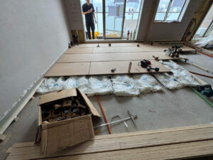 マンション　１日置床工事　乾式二重床（東京都渋谷区）