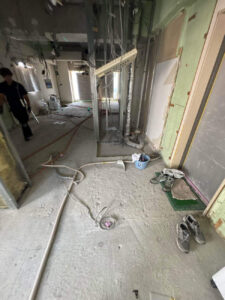 マンション　1日置床工事　乾式二重床（東京都中央区）