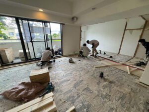マンション　置床工事　乾式二重床（横浜市青葉区）