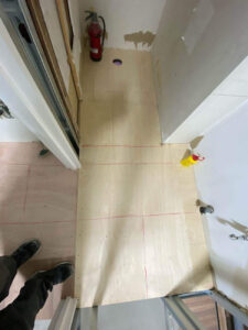 店舗　置床工事　パーチクルボード（神奈川県川崎市）