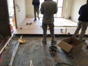 マンション　１日置床工事　乾式二重床（神奈川県平塚市）
