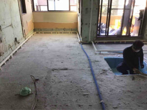 マンション　置床工事　乾式二重床（東京都港区）